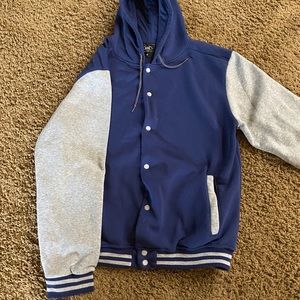 Navy Blue and Grey varsity jacket